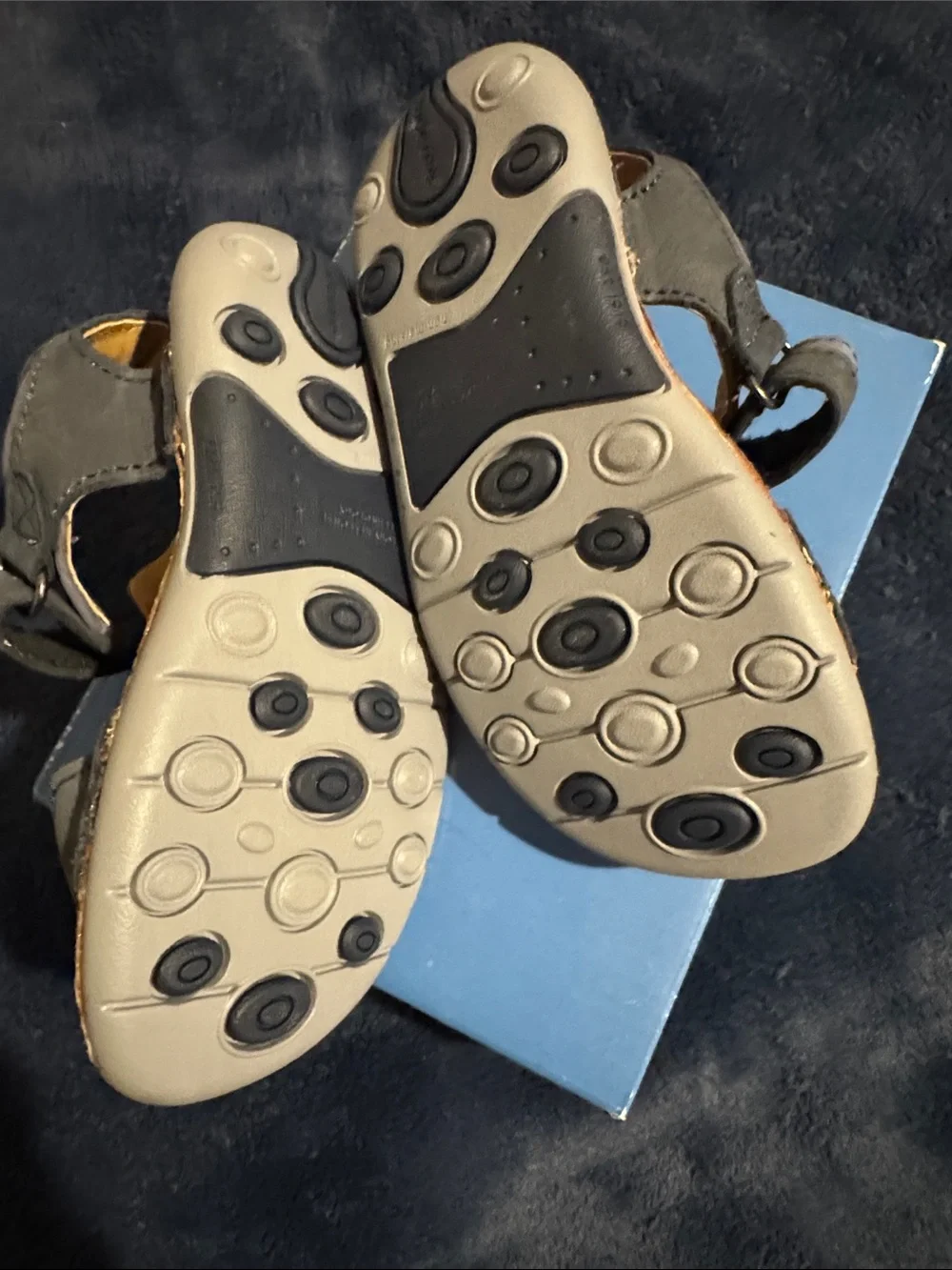 Stride Rite Navy and Tan Kids Adjustable Hook-and-Loop Sandals